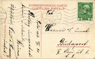 1910 Manovre notturne / Nachtmanöver. Schlachtschiff Eh. Friedrich, Torpedoboot / Osztrák-Magyar Had...