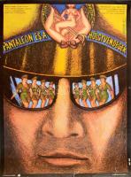 1979 Molnár Kálmán (1943-2012): Pantaleon és a hölgyvendégek dominikai film plakátja, MOKÉP, szakadásokkal, 59×42 cm
