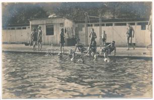 1925 Resica, Resita; strand, fürdőzők a medencében / spa, bathing people in the swimming pool - 3 db...
