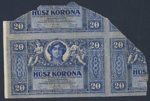 1919. július 15. 20K sorozat és sorszám nélkül ívből kitépve, további 3 példány részeivel együtt! Az...