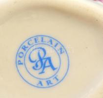 PA és Holloházi ékszertartó mini tállal és kupicás pohár, kézzel festett, jelzett, kopásnyomokkal, m...