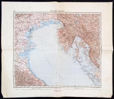 cca 1910 Pola, Zara, Comacchio térkép, 1:750.000, K.u.K. Militärgeographisches Institut, hajtásnyommal, 34x40 cm.