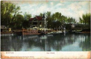 1907 Siófok, Hajókikötő, Baross gőzös, híd. Kiadja Balázsovich Gyula fényképész (fl)