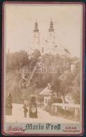 1895 Mariatrost, templom és környéke, keményhátú fotó Völker grazi műterméből, jó állapotban, 11×6,5 cm / Mariatrost, Austria, vintage photo