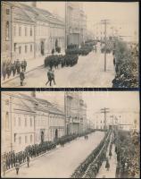 1921 Sopron, az Ostenburg zászlóalj a népszavazás idején, 2 db fotó, 8,5x13,5 cm