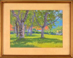 Mátrai Vilmos (1877-1961): Fények a ligetben. Akvarell, papír, jelzett, üvegezett keretben, 29×41 cm