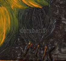 Merész Katalin: Kompozíció. Olaj, farost, jelzett, 39x49 cm Fa keretben