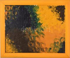 Merész Katalin: Kompozíció. Olaj, farost, jelzett, 39x49 cm Fa keretben