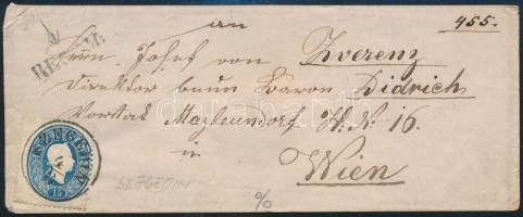 ~1861 15kr + 10kr ajánlott levélen 