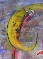 Benedek Péter: Esti tó. Akvarell, papír. jelzett, 25x35 cm Üvegezett keretben