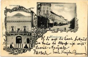 1900 Komárom, Komárnó; Várparancsnokság, Tiszti Kaszinó. Sipos Ferenc kiadása / castle headquarters, officers' casino. Art Nouveau, floral