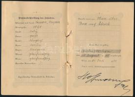 1911 Osztrák-Magyar Monarchia német nyelvű útlevele, Éder Győző (1890-1980) cs. és kir. huszárhadnag...