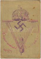 1942 Magyarországért, Európáért! Tábori Postai Levelezőlap horogkeresztes rajzzal / WWII Hungarian military field postcard, crown and swastika s: Wojniczky (EK)