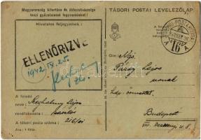 1942 Magyarországért, Európáért! Tábori Postai Levelezőlap horogkeresztes rajzzal / WWII Hungarian m...