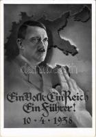 1938 Ein Volk, ein Reich, ein Führer! / Adolf Hitler, NSDAP German Nazi Party propaganda, map + 1938 Wien Ein Volk, ein Reich, ein Führer! So. Stpl.