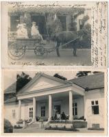 Gyalu, Gilau; Gallus-kúria kastély, tulajdonosok 1907-ben ás 1942-ben / castle with owners in 1907 and 1942 - 2 db fotó képeslap / 2 photo postcards
