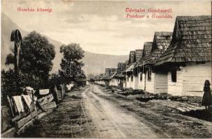 Gombás, Hubová; utca, kereszt / street view with cross