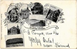 1900 Fonyód, Balaton-fürdő, Szarvas vendéglő, Duhani, Vollenhofer és Annus Villa, Badacsony. Kapható Hoffmann Henriknél. Art Nouveau, floral