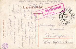 1916 Munkács, Mukacheve, Mukachevo, Mukacevo; vár léghajóval / Festung / castle with airship + "...