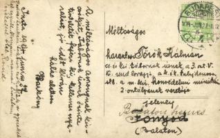 1914 Inota, vasútállomás harctérre induló katonákkal a vonaton. Levél Haraszti Török Kálmán cs. és k...