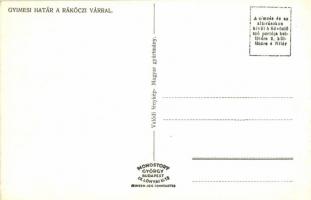 Gyimes, Csík-Gyimes, Ghimes; magyar-román határ, háttérben a Rákóczi várromok / Hungarian-Romanian b...