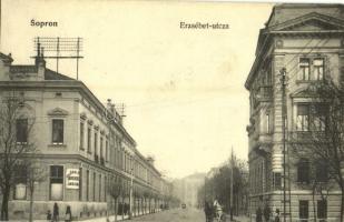 1906 Sopron, Erzsébet utca, Löbl M. Táncintézete, lovaskocsi (EK)