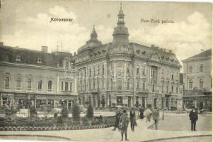 1911 Kolozsvár, Cluj; New York palota, Schuster Emil, Tauffer Dezső, Schefer András, Jeszenszky Ferenc, Csiky Mihály üzlete. Fuhrmann Miklós kiadása / hotel palace, shops (kis szakadás / small tear)