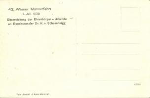 1930 Mariazell, 43. Wiener Männerfahrt am 7. Juli, Überreichung der Ehrenbürger - Urkunde an Bundesk...