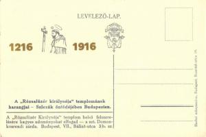 1916 Budapest XIII. Szlezák-harangöntöde (Frangepán utca), a Rózsafüzér királynéja templom harangjai...