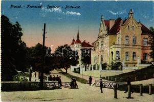 Brassó, Kronstadt, Brasov; Postarét / Postwiese / Livada Postei / street view, villa - képeslapfüzetből / from postcard booklet