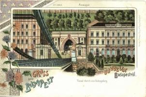 Budapest I. Alagút, takarékpénztár. Regel & Krug Art Nouveau, floral litho