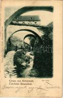 1899 Brassó, Kronstadt, Brasov; Várkert sétány / Die Graft / Aleea Dupa ziduri / castle promenade, creek (EK)