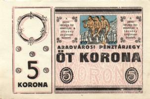 1919. körül DN Arad Aradvárosi pénztárjegy 5K T:I