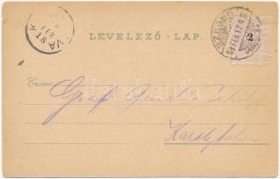 1899 (Vorläufer!) Mehádia, Mehadia; Várrom, pályaudvar, vasútállomás, Forrás utca, Brauch A. fia áru...