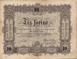 1848. 10Ft "Kossuth bankó" "alladalmi" tévnyomattal T:III pici lyuk