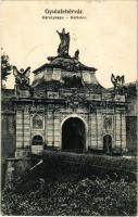 1909 Gyulafehérvár, Karlsburg, Alba Iulia; Károly-kapu. Kiadja Petri F. Vilmos / Karlstor / Cetatea Alba Carolina / castle gate