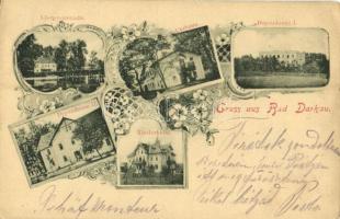 1901 Lázne Darkov, Bad Darkau; Uferpromenade, Dependence I. und II., Kinderheim, Curhaus / port promenade, hotels, spa, orphanage. Art Nouveau, floral