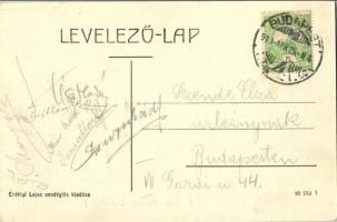 1910 Budapest III. Rómaifürdő, Római fürdő vendéglő kertje. Erdélyi Lajos vendéglős kiadása