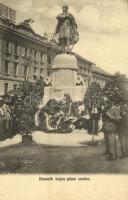 1909 Pécs, Kossuth Lajos szobra koszorúkkal. Blancz József kiadása