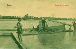 1909 Szeged, Szegedi halászbárka, halász a hálóval. W.L. (?) 31. (EK)