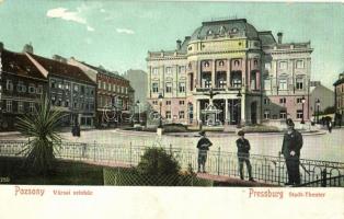 1908 Pozsony, Pressburg, Bratislava; Városi színház, rendőr. Bediene dich allein / theatre, policeman (EK)