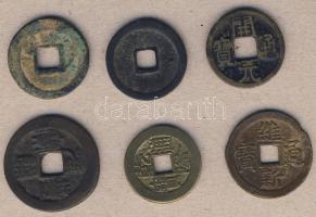 6db régi kínai pénz T:vegyes