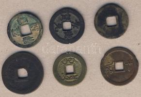 6db régi kínai pénz T:vegyes