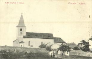 1909 Torna, Turnau, Turnianske Podhradie, Turna nad Bodvou; Katolikus templom és várrom. Steinberger Ignác kiadása / church and castle ruins  (EK)