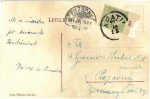 1907 Apatin, Fő utca, Szűz Mária és Jézus szobor. Gasz Mátyás kiadása / main street with Virgin Mary...