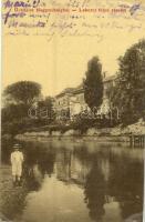 1909 Nagymihály, Michalovce; Laborc folyó részlete, Gróf Sztáray kastély. Landemann B. kiadása W.L. (?) 2057. / Laborec river, castle (EK)