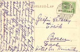 1909 Nagymihály, Michalovce; Laborc folyó részlete, Gróf Sztáray kastély. Landemann B. kiadása W.L. ...