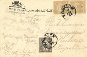 1908 Kőhalom, Reps, Rupea; látkép a templommal és várral, Fő utca / main street, church, castle  (EK...