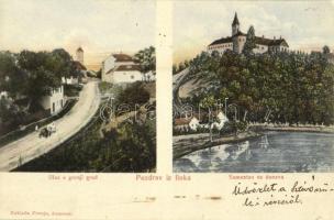 1906 Újlak, Ilok; Fő utca, Duna és vár kolostor / Ulaz u gronji grad, Samostan sa dunava / Danube, castle monastery, main street