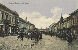 1910 Zombor, Sombor; Kossuth Lajos utca, Kollár József üzlete és saját kiadása / street, shops (EK)